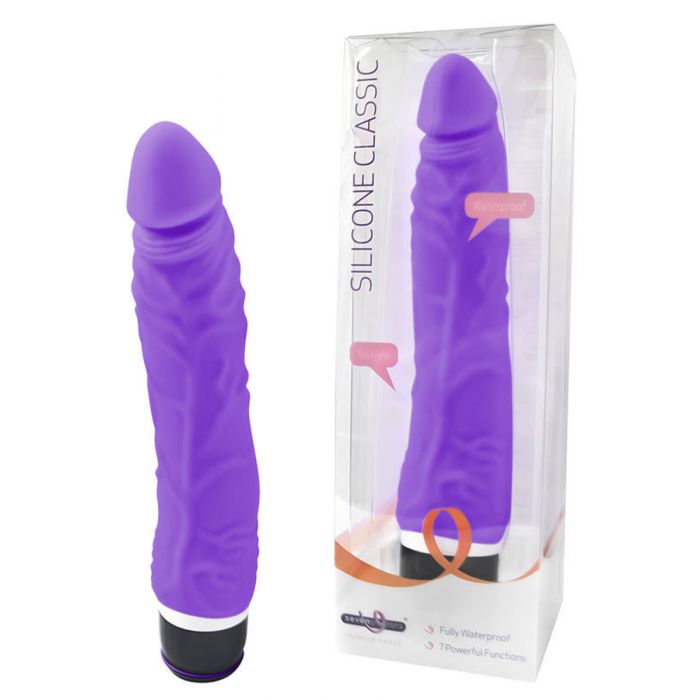 Silicone Classic Thin Vibrator - Purple