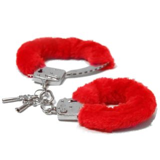 Novelty Fluffy Handcuffs Red