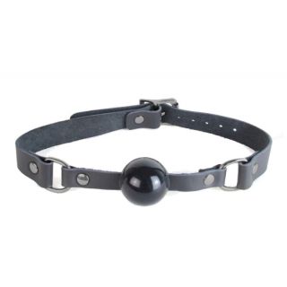 Leather Ball Gag with Silver Buckles 