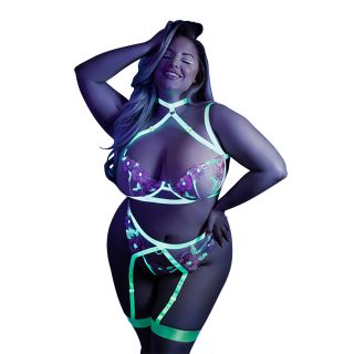 Fantasy Lingerie Neon Green In a Trance Matching 3 Piece Set 12-16