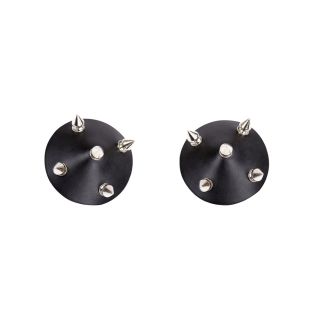 Love in Leather Silver Studded in Black Leather Nipple Pasties