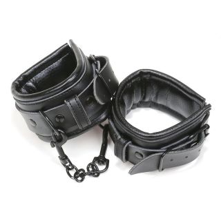 Black Faux Leather Padded Handcuffs