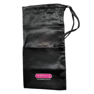 Black Satin Toy Care Bag with BeDaring Logo