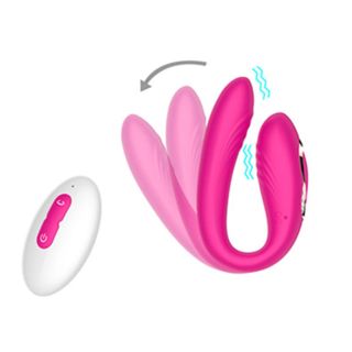 Couple's Remote-Controlled Pink Rotating Wearable Vibrator