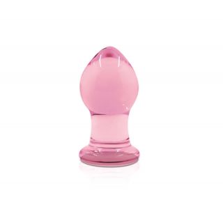 Crystal Glass Butt Plug Pink Small 