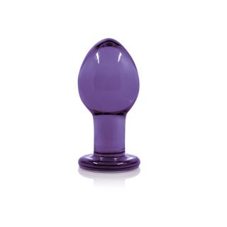 Crystal Glass Butt Plug Purple Medium