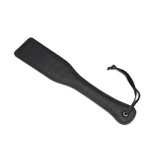 Demon’s Kiss Black Ostrich Skin Pattern Leather Spanking Paddle