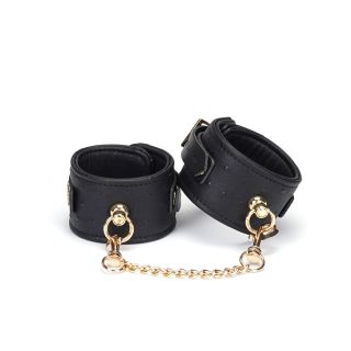 Demon’s Kiss Black Ostrich Skin Pattern Leather Wrist Cuffs 