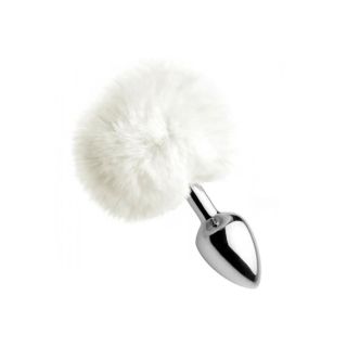 Faux Bunny Tail Butt Plug White