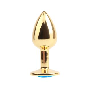 Hi Basic Blue Gem Anal Plug in Gold Tone