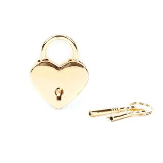 Gold Heart Shape Bondage Padlock 2 Piece 