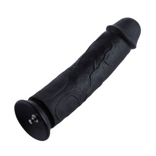 HiSmith - 11.4in Black Curved Kliclok Silicone Dildo