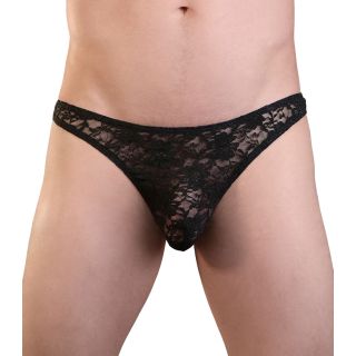 Love In Leather Black All Lace G-String