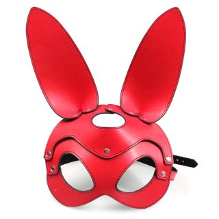 Faux Leather Bunny Mask in Red