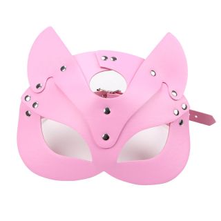 Faux Leather Kitty Mask in Pink