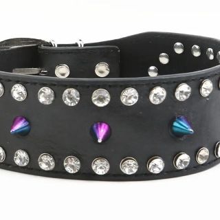 Faux Leather Rainbow Spiked Slave Collar