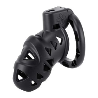 Rattlesnake Long Black Plastic Male Chastity Cage 