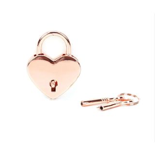 Rose Gold Heart Shape Bondage Padlock 2 Piece 