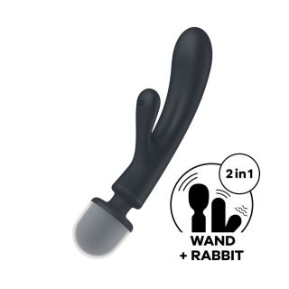 Satisfyer Triple Lover Grey Rabbit Vibrator & Massage Wand