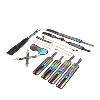 Vivid Rainbow Purple 8 Piece Glossy Soft Bondage Set