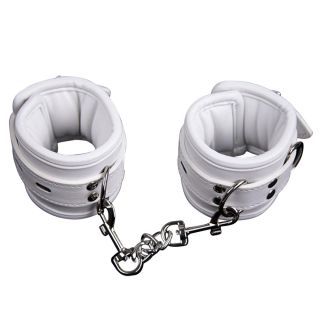White Faux Leather Padded Handcuffs