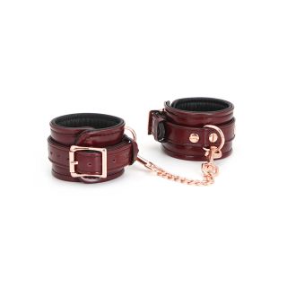 Wine Red Leather Handcuffs with Rose Gold Hardware