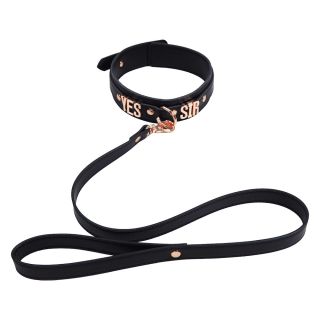 Black Faux Leather Yes Sir Collar & Leash