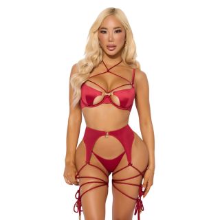 House of Desire Iryna Bra Garter & Thong Set - Small
