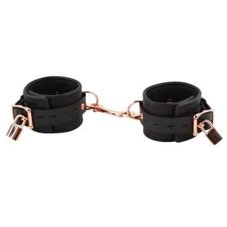 Mercy Industries Premium Leather Ankle Cuffs Black and Rose Gold