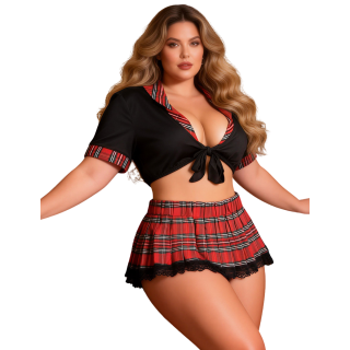 Oh Yeah Plaid Skirt & White Bra Schoolgirl Bedroom Costume L/XL