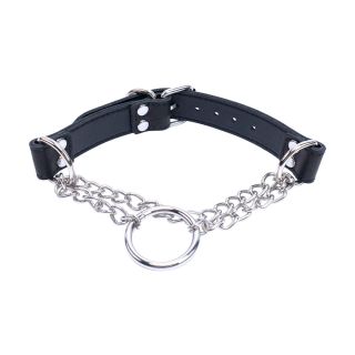 Faux Leather Collar with Silver Chain Fitting