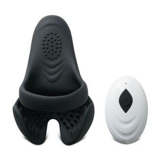 Remote Control Silicone Vibrating Cock Ring with Balls Holder