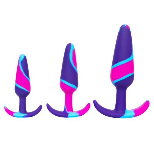Beginners Set of 3 Rainbow Silicone Butt Plugs