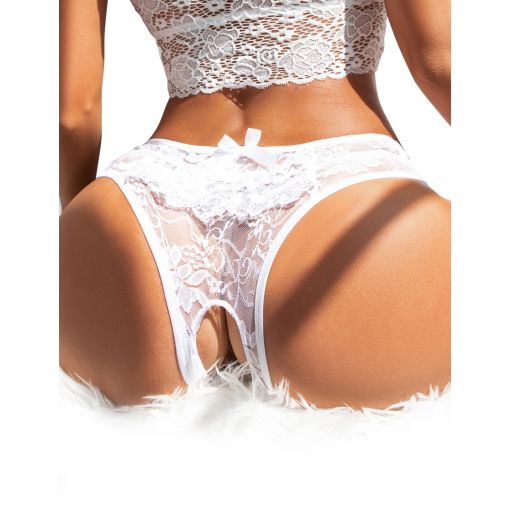 White Frill Crotchless Lace Panty 18