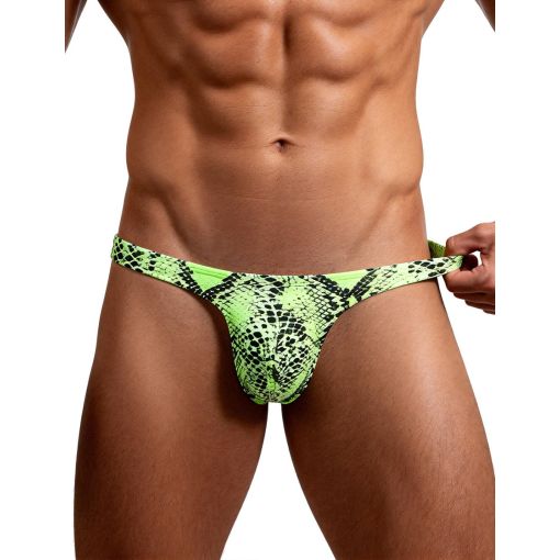 Green Snakeskin Pattern Low Rise Men Thong XL