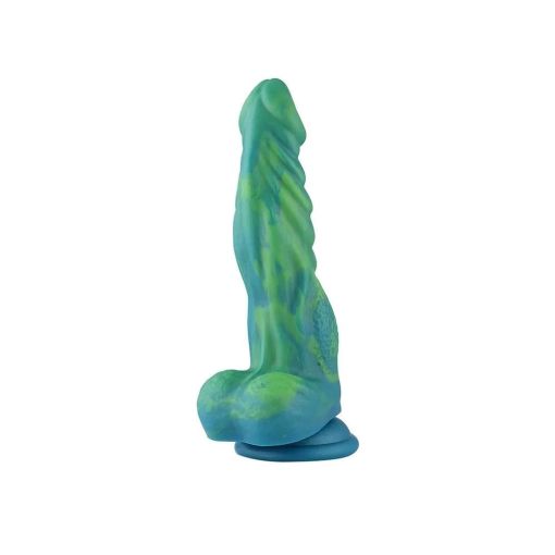 Hismith 9.6in Silicone Green Mix Yellow Dildo