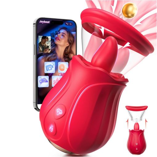 Limited Edition Vibrating Rose Licking Tongue with Suction and App