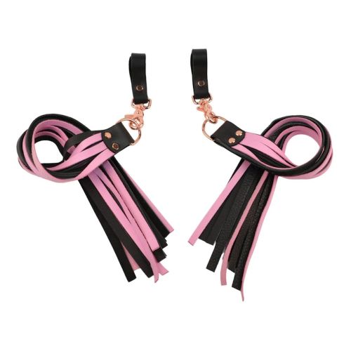 Mercy Industries Premium Nappa Leather Finger Flogger Black and Pink
