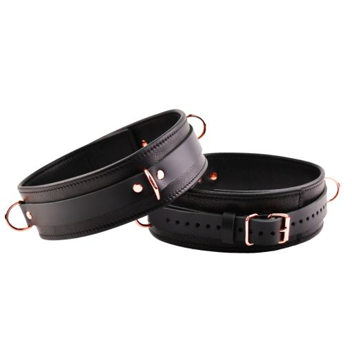 Mercy Industries Premium Thigh Cuffs Black and Rose Gold M/L