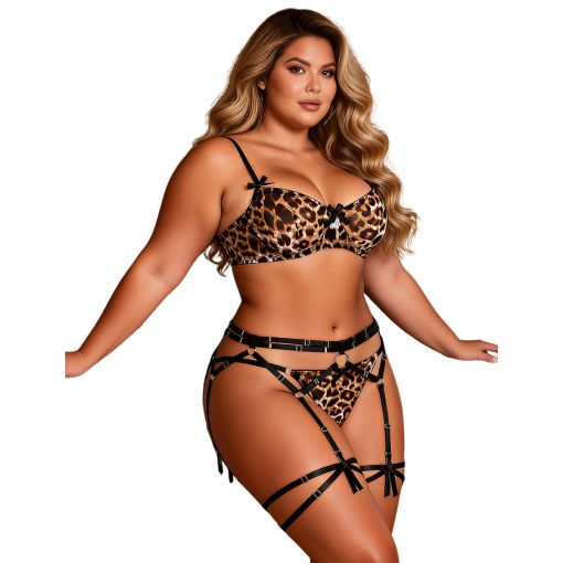 Oh Yeah Leopard Print Bondage Bra Set L/XL