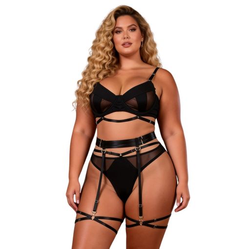 Oh Yeah Mesh Underwire Garter Set L/XL