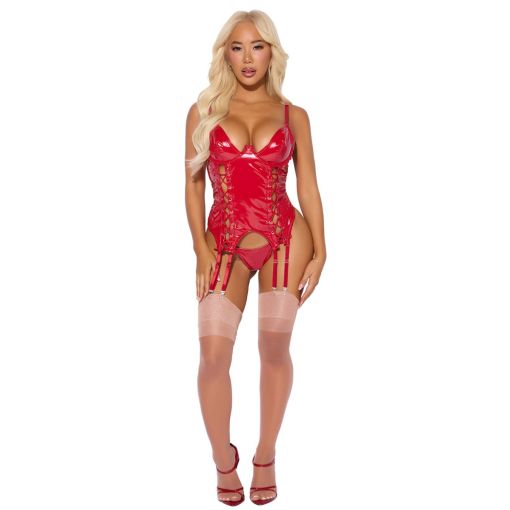 House of Desire Trinity Patent Bustier & G-String Set