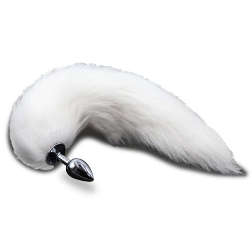 White Fox Tail Metal Anal Plug