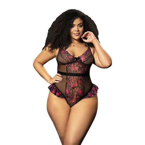 Mapalé Plus Size Ruffle Leg Bodysuit 14-16 