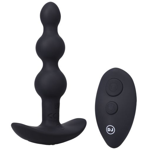 A-Play - BEADED VIBE - Rechargeable Silicone Anal Plug with Remote - Black
