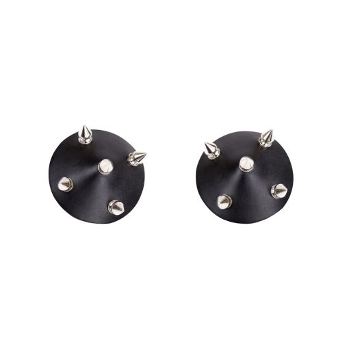 Love in Leather Silver Studded in Black Leather Nipple Pasties