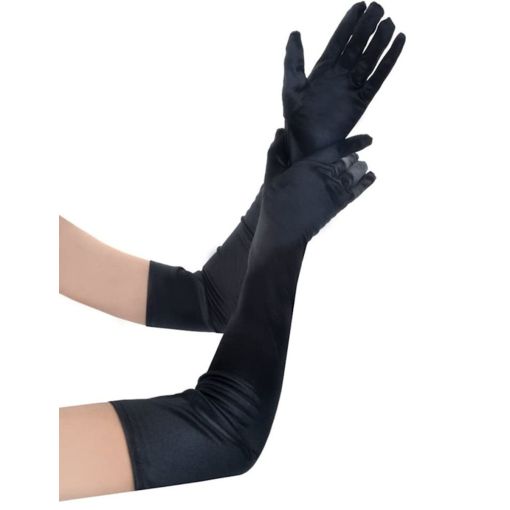 Black Satin Long Gloves 