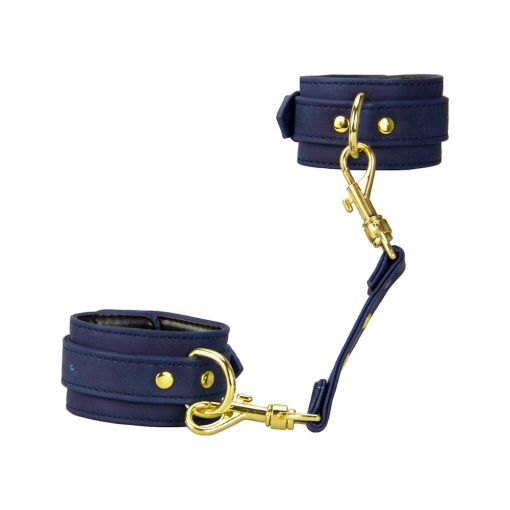 Faux Suede Blue and Gold Restraint Cuffs