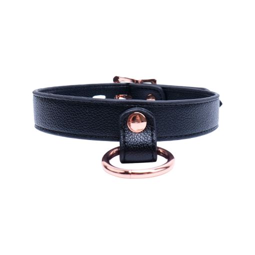 Faux Leather Black Collar with Rose Gold Accents