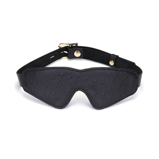 Demon’s Kiss Black Ostrich Skin Pattern Leather Blindfold